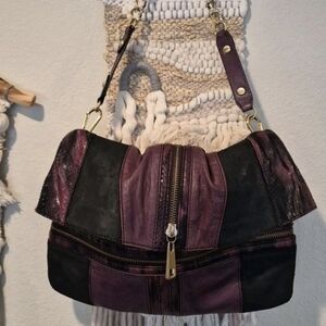 STEVEN by Steve Madden Snake Charmer Leather & Suede Fold-Over Shoulder Bag